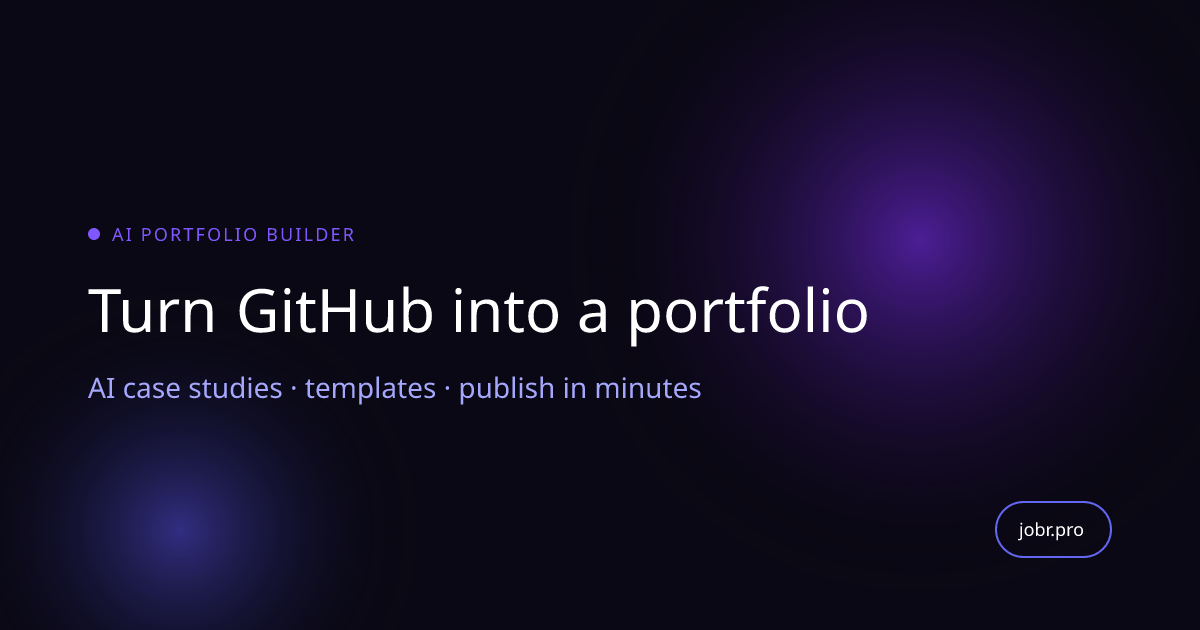 AI Portfolio Builder | Turn GitHub into a Portfolio