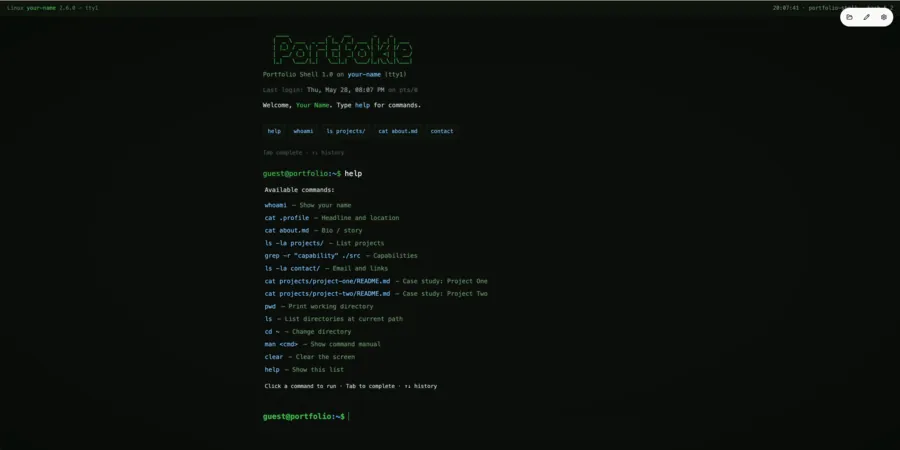 Command Line portfolio template