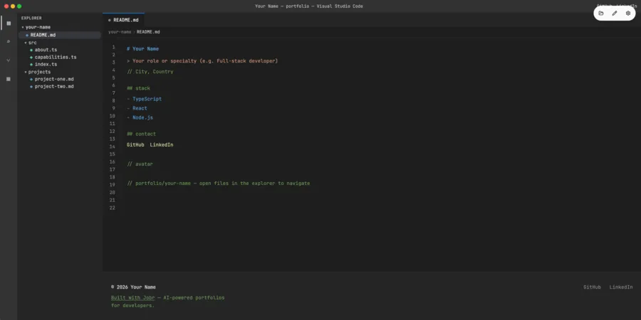 Developer portfolio template