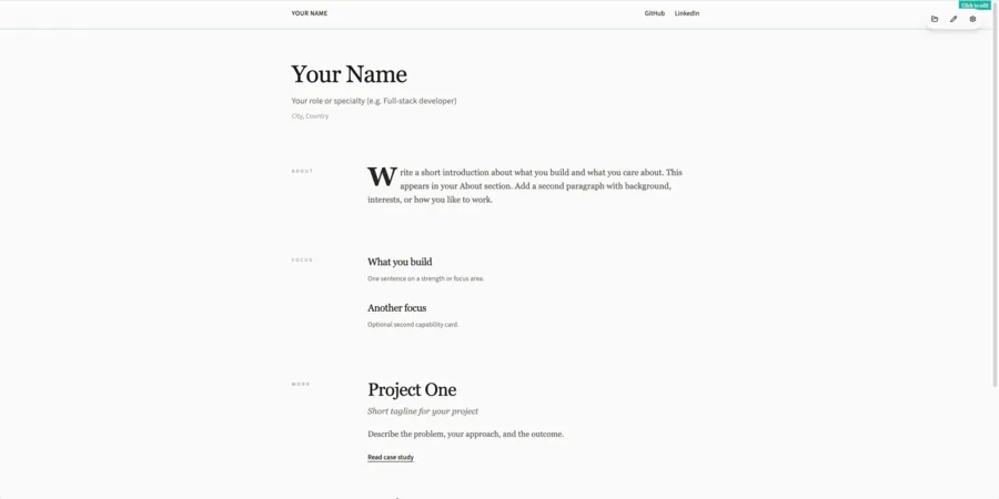 Editorial portfolio template